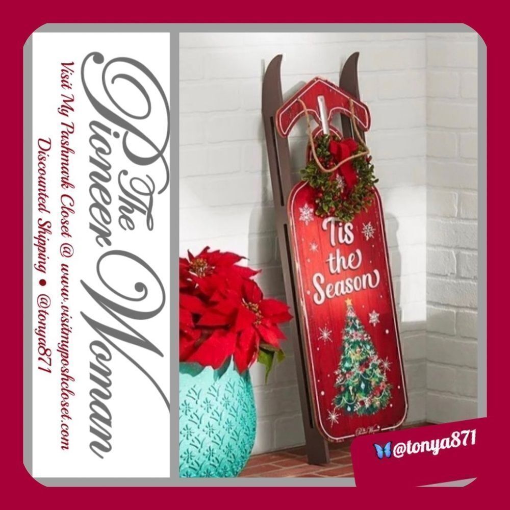 🦋 New Pioneer Woman Welcome Holiday Porch Large Sled Sign